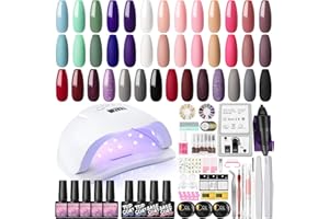 COSCELIA Kit Manucure 20pcs Vernis Gel Semi Permanent 3 Gel Construction Ongle UV 80W UV/LED Lampe Ponceuse pour Ongles base et top coat Accessoires Nail Art pour Débutants