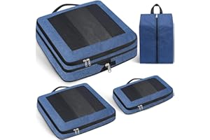 Prezon Kompresyjne organizery podróżne, z ulepszonym okienkiem z siateczką, przejrzyste i przenośne, rozkładane etui podróżne, L