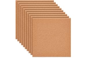 BENECREAT 8 Feuilles Panneau de Liège de 30x30cm Carreaux de Panneau de Liège de 3 mm D'Épaisseur Carreaux de Liège Carrés de Feuilles de Dessous de Verre pour Décoration Murale