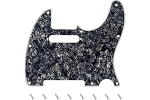 Banworks Golpeador de 4 capas de 8 orificios con placa protectora para raspaduras para guitarras eléctricas modernas de estilo estadounidense y mexicano, Telecaster estándar JT/HB-03, negro perlado