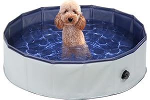 Petace Piscine Chien 80x20 cm (S) Pliable en PVC Résistant à l'usure, Piscine pour Chien et Enfant Solide et Antidérapant avec 8 Pièces de Réparation
