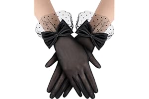 Bencailor Damen Spitzen Handschuhe Hochzeit Party Handschuhe Kurze Ball Elegante Handschuhe mit Schleife für Sonnenschutz Trauerfeier