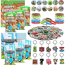 62 Pezzi Stoviglie Per Feste Di Compleanno, Miner Decorazioni Compleanno, Set Stoviglie Compleanno Con Piatti Tazza Tovaglioli Cannucce Striscione E