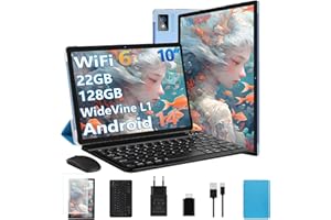 BIEGEDY Tablette Android 14 Tablette 10 Pouces 22Go RAM + 128Go ROM(2To Extensible), Octa-Core, GMS Tablette Tactile, WiFi 6, 5G Wi-FI, Widevine L1, 8000mAh, GPS, Tablettes avec Clavier+Souris et Cas-Bleu