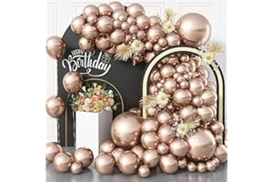 JOBKOO Metallic Champagne Gold Balloons, 113 pcs 18 12 10 5 Inch Champagne Gold Balloon Arch Garland Kit, Chrome Champagne Gold Latex Helium Party Balloons for Birthday Wedding New Year Party Decorations