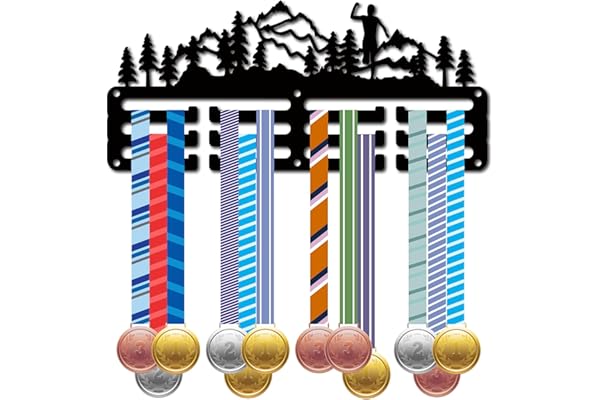 CREATCABIN Trail Running Médaille Cintre Présentoir Porte-Médaille Rack Sports Métal Suspendu Récompenses Fer Petit Mont Décor Récompenses pour Mur Accueil Badge Course Coureur Marathon Médaillé Noir