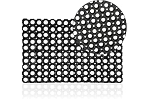 NAUSHA HOME Rubber Hollow Mat Outdoor Entrance Thick Children Playground Garden Safety Floor Matting Anti Fatigue None Slip Drainage Black Door Mat Light Weight Washable Large Ramp Mat (40 x 60 cm)