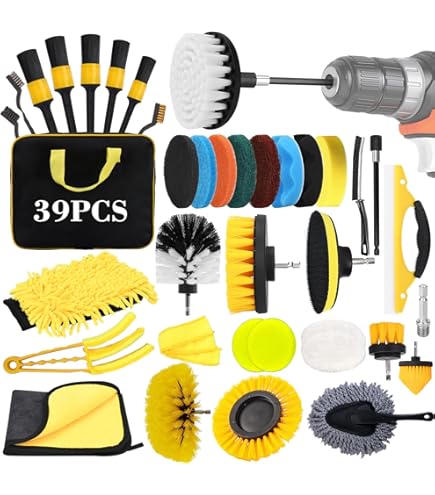 Kit Pulizia Auto TOSUTO - 45 Pezzi Per Interni Ed Esterni | Spazzole Per Trapano, Ideale Per Lavaggio Auto - Foto 6