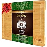UPYOG Organic Bamboo Cutting Board with Juice Groove, Best Kitchen Chopping Board for Meat (Butcher Block), Cheese and Vegetables | Extra Large & Thick | Antibacterial Heavy Duty w/Handles