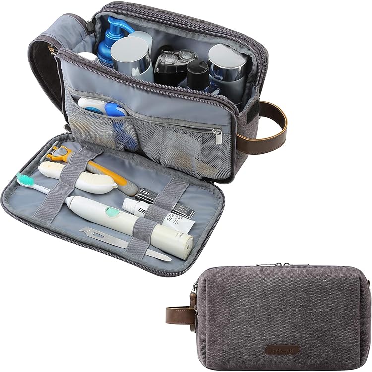 ECOHUB Toilettas voor Heren, Reizen Make-uptas, Scheertas met SBS Dubbele Ritssluiting, Recyclebare PET Wassen Organizer, Handtas Pouch met Nat Zakje, Meerdere Compartimenten Reistas(Rood