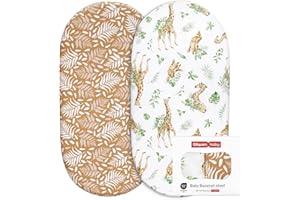 GLLQUEN BABY Lot de 2 draps de Berceau 100% Coton pour garçon et Fille, s'adaptent à Toutes Les Formes de Matelas de Berceau, draps de Berceau pour Matelas Ovale, sablier et rectangulaire(Jaune)