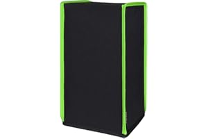 PlayVital Funda Vertical Antipolvo para Xbox Series X - Cubierta Protectora Resistente al Agua con Forro Suave y Acceso Fácil a Puertos, Accesorio para Xbox Series X Consola (Ribete Verde Neón)