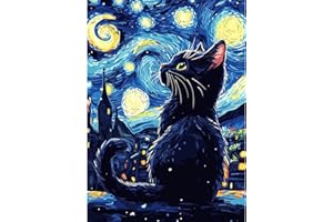MAXBYE 5D Cat Diamond Painting Art Kits for Adults, DlY Starry Sky Full Drill Picture Diamond Art Set Cross Stitch Simple Kits for Beginners, Crystal Painting Home Wall Decor 30 x 40 cm