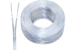 CLYDEWY 10 Meter 28AWG Electrical Wire Clear 2 Core Flat Wire PVC Mains Power Cable Flexible Outer Diameter 1.6*3.2mm Wear-Resistant Oxidation Resistane for Installing Low-Power Household Appliances LED Lamps