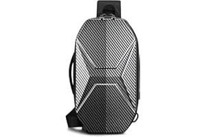 VARLIVOO Moda Zaino Monospalla da Uomo Borse a Spalla Sling Bag con USB Port Crossbody Bag Sling Backpack Affare Viaggio Escursionismo Impermeabile Difficile Guscio Poliestere Nero B