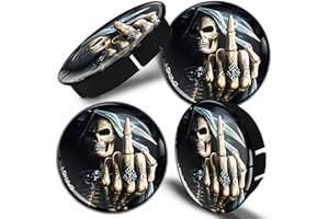 SkinoEu® 4 x 60mm ABS Plastique 3D Cache-Moyeu Capuchons de Centre Enjoliveurs de Roue Voiture Cache Moyeux Jante Universel Cache-Moyeux Crâne Tête De Mort Squelette Majeur C 25