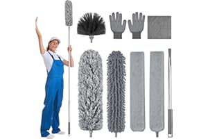 Herboom 9 Stücke Teleskop Staubwedel Waschbar, Max.Lang 250cm Mit Ausziehbarem Stiel für Decke - Mühelos Staub und Spinnweben Entfernen