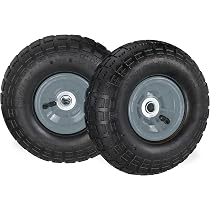 Roues Diable Lot De 4 - 4.10/3.50-4, Charge 136kg | Pneus Gonflables, Axe 16mm | Pour Chariot, Brouette