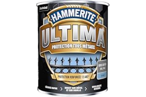 Hammerite Ultima - Peinture Acrylique Tous Métaux - 3 en 1 : Antirouille, Direct sur Rouille et Sans Sous-couche - Brillant Gris Moyen 2,5 L