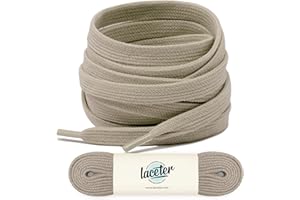 Laceter Lacci Scarpe Piatti 100% Cotone - Stringhe Scarpe da Sportive Resistenti - Lacci bianchi o di colore alternato - Larghezza 8mm