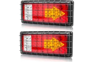 Biqiure 2PCS Feux de Remorque LED 12V 24V,Universel Feux Arrières LED Indicateur de Clignotant Flèche avec filet de fer pour Camion Remorque Caravane Tracteur