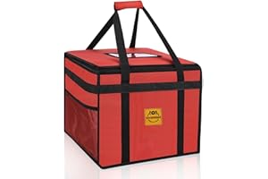 FOODPLUSS Premium Red Hot Food Delivery Bag 45L - Pizza Boxes, Thermal Bags for Uber Eats & Just Eat/Deliveroo - Insulated Large Cooler Box for Fresh Food Groceries Shopping/Picnic