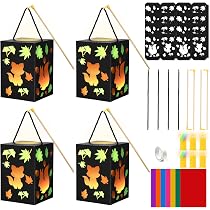 Kit Fabrication Lanternes Saint-Martin Pour Enfants - 4 Lanternes Animaux Forêt Avec LED Et Cellophane - DIY