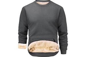 Peakwell Herren Gefütterte Sweatshirts Warm Winter Pullover Thermo Fleecepullover mit Kängurutasche