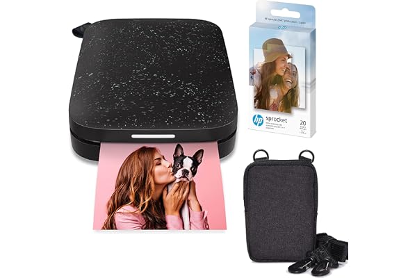 HP Sprocket Imprimante Photo instantanée Portable 2x3 Pouces (Noir) Paquet de Papier Zink