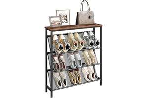 ‎CHOEZON CHOEZON Schuhregal, 4-stufige Schuhablage, Schuhschrank schmal, Schuhständer, Schuhaufbewahrung, Schuh-Organizer, platzsparend, für Eingangsbereich, Garderobe, Flur, Vintagebraun und Schwarz DTXJ75BF