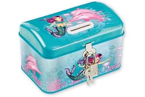 TapirElla Children's Money Box Metal with Lock, Mermaid, Mermaid, Dolphins, Money Box, Gift Idea for Girls and Boys from Lutz Mauder Verlag, Piggy Bank