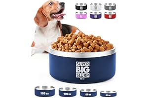 Tuff Pupper 1900ml/66oz Heavy Duty Insulated Bowl for Large Dogs | Double Wall Stainless Steel Pet Food Bowl | Dishwasher Safe Dog Bowl | Non-Slip Rubber Base | Durable Powder Coated Colors (Blue)