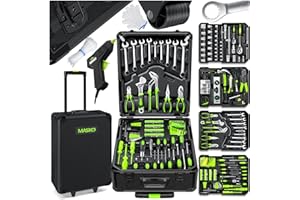 MASKO Mallette à outils complète de 1400 pièces | Ensemble d'outils dans une mallette en aluminium | Boîte à outils à roulettes | Boîte à outils pour la maison, la maison, les loisirs, la voiture |