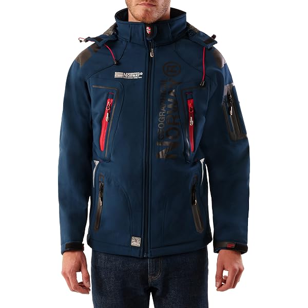 Giacca Geographical Norway Giacca Invernale Geographical - Softshell Con Cappuccio - Grigio Scuro 100% Poliestere Norway Uomo - 6