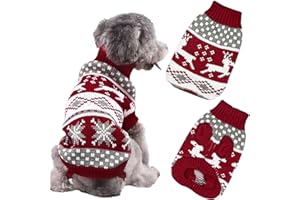JOKUREAO Christmas Dog Jumpers, Winter Warm Dog Jumper Sweater, Soft Warm Outfit Dogs Sweaters, Pet Dogs Christmas Sweater, Cold Weather Knitted Clothes for Cat Small Dogs (Red, M)