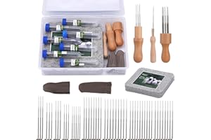 Deudy Filzen Starterset 66 Stück Nadelfilzwerkzeuge, Filzen Nadeln Set mit 4 Größe Filzwolle Nadeln Holzgriff Filzunterlage, Nadelfilz-Starter-Set für Anfänger Profis Filznadelprojekte