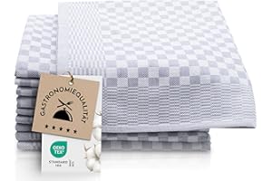 ZOLLNER 10er Set Geschirrtücher Baumwolle in 46x70 cm - super saugstarke und robuste Küchentücher – waschbar bis 60°C – in grau kariert - Gastronomiequalität - Oeko Tex® Zertifiziert