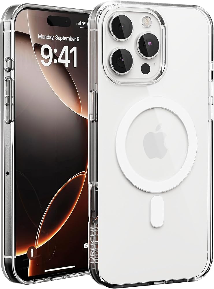 URUCHI Manyetik Şeffaf Kılıf, iPhone 13/14 ile Uyumlu, Sararmaz Tam Sert Mika (Kenarları Dahil), Ultra İnce, Darbeye Dayanıklı Kristal Kapak