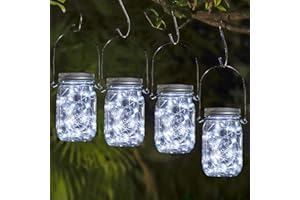 VINDANY 4 Pièces Lumière de Jardin Solaire - 30LED Lumière Solaire Extérieure, Imperméable à l'eau Mason Jar Lampes Lanterne Solaire, Lumière Solaire Extérieur pour Jardin, Halloween, Noël, Fête