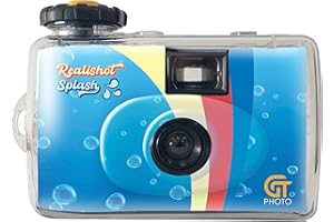 GT PHOTO GT27WP Realishot Splash - Appareil Photo Jetable Étanche 35mm, 27 Photos, 4K Ultra HD, Utilisation sous l'eau et en Extérieur - Couleur Bleu
