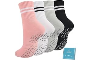 Caldodo Stoppersocken Damen 4Paar Yoga Socken 39-42, Geschenke für Frauen Antirutschsocken Erwachsene Rutschsocken mit Noppen Pilates Socken
