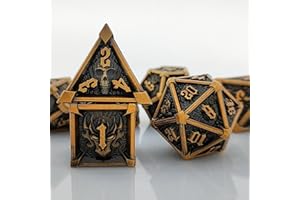 ORUZA DND Metal Dice Set, 7 PCS Polyhedral Dice Set D&D Metal Skull Craved Dice for Dungeons and Dragons RPG MTG Pathfinder Role Playing Tabletop Games