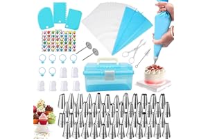 Fishoney Douille Patisserie Professionnelle, Kit Patisserie, Patisserie Accessoire, Ustensiles à Pâtisserie, Accessoire Patisserie, Douilles Pâtisserie, Poche a Douille Patisserie (120Pcs/Bleu)…