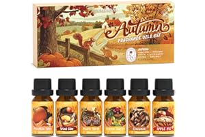 ‎SOULORIGIN SoulOrigin Herbst ätherische Öle Set, sechs Aromen Duft Öl Set für Öldiffusoren, Seife Kerze machen Dufte 6x10ml - Kürbis Gewürze, Fünf Aromen Apfelwein, Apfelkuchen, Herbst Ernte, Zimt, Ahornsirup