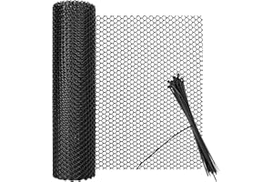 LEFUNOM Hühnerzaun Geflügelzaun Kunststoffgitter Kunststoffzaun 3mm Loch Gartennetze Zaunnetz Katzennetz für Balkon Garten (Schwarz, 40cm×3m)