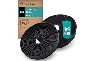 FilterBase® Aktivkohlefilter 2 Stück passend für Silverline AF100, YT971.1000.05, KF001 | Amica KF17146 1160826 | Beko 9189204771 Dunstabzugshaube
