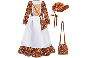 MELAND Victorian Costume Girl, Fancy Dress up with Apron for Girls Aged 3 to 12 Years Old, Halloween Role Play Costumes for World Book Day