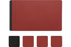 Myir JUN Tovagliette in Pelle e Sottobicchieri Set, Bifacciale Antiscivolo Impermeabile Tovaglietta Plastica Lavabili Tovaglietta Tovagliette Americana (Rosso Nero, Set di 4)