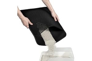 Conlun tappetino lettiera gatto 58x42 cm, design a doppio strato a forma di nido d'ape, urina e materiale impermeabile, design di controllo della con maniglie laterali Nero