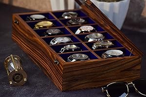 ROYAL CRAFT EXPERTISE Boîte à montres en bois pour homme – Présentoir de 12 montres pour homme | Boîtes de montres en bois pour homme | Boîtiers de montres en bois pour homme | MADE FOR SPECIAL EVENTS